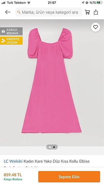 LC Waikiki Pembe yırtmaçlı elbise