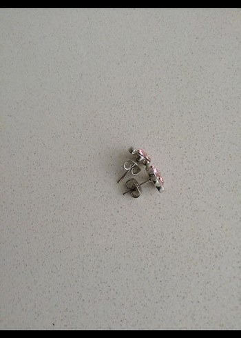  Beden pembe Renk Pembe Çiçekli Mini Taşlı Küpe