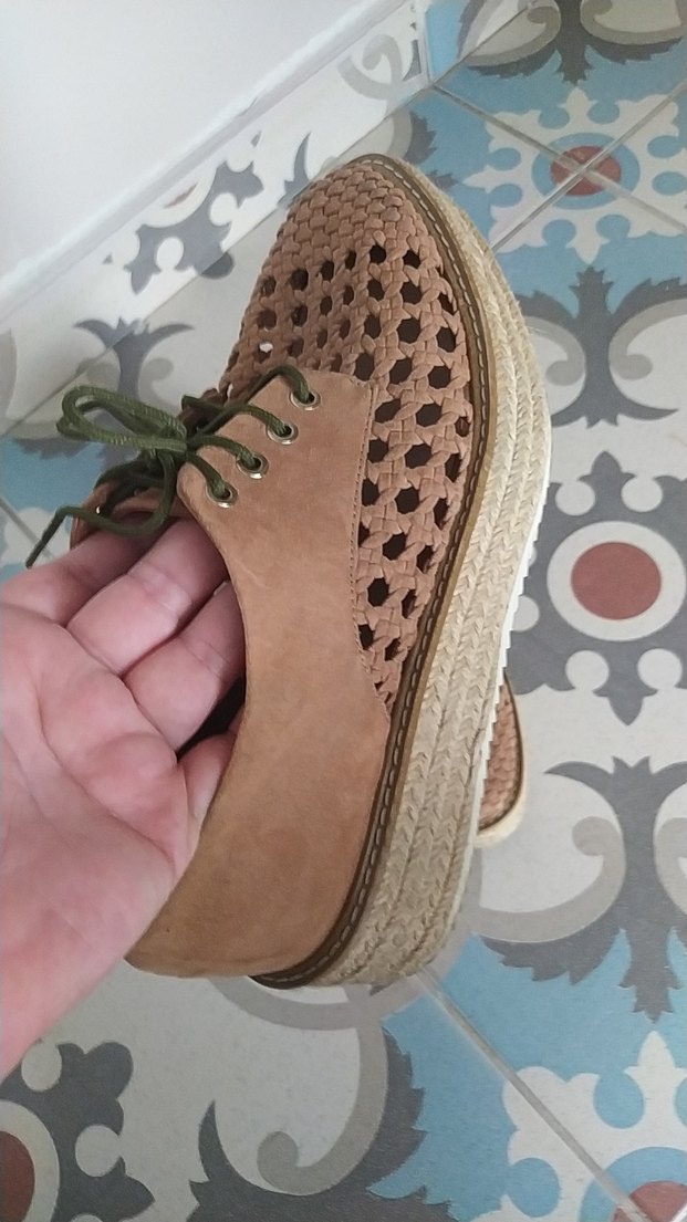 Bej Süet Bağcıklı Dolgu Topuklu Kadın Espadril - Görsel 2