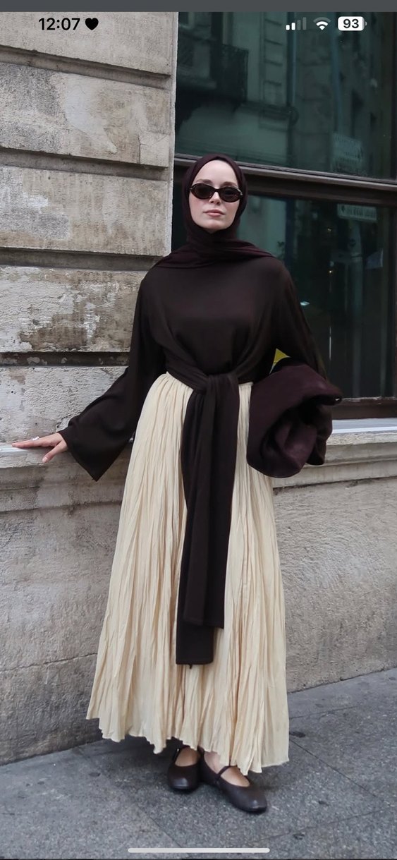 Drapeli Uzun Camel Etnik Desenli Etek - Görsel 2