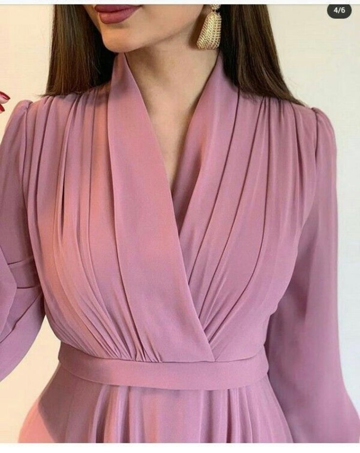 Uzun Mor Drapeli Kadın Abiye Elbise - Görsel 2