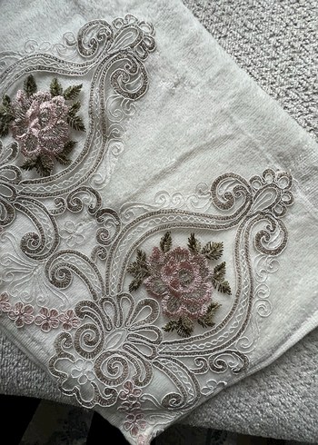 Nakışlı Bohem Beyaz Havlu 2li - Görsel 7