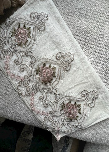 Nakışlı Bohem Beyaz Havlu 2li - Görsel 5