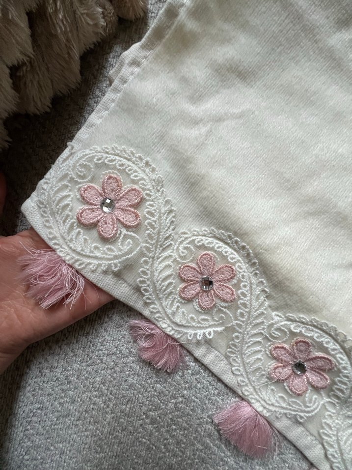 Nakışlı Bohem Beyaz Havlu 2li - Görsel 2