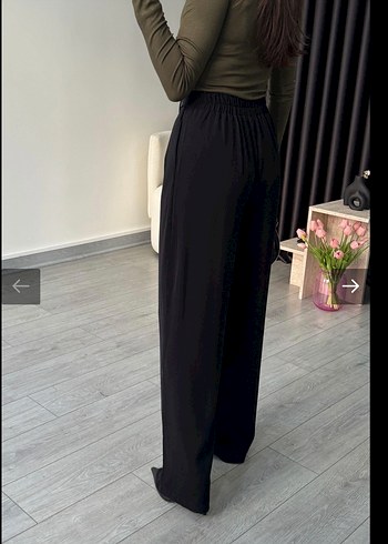 Kemerli Siyah Çizgili Kadın Kumaş Pantolon - Görsel 4