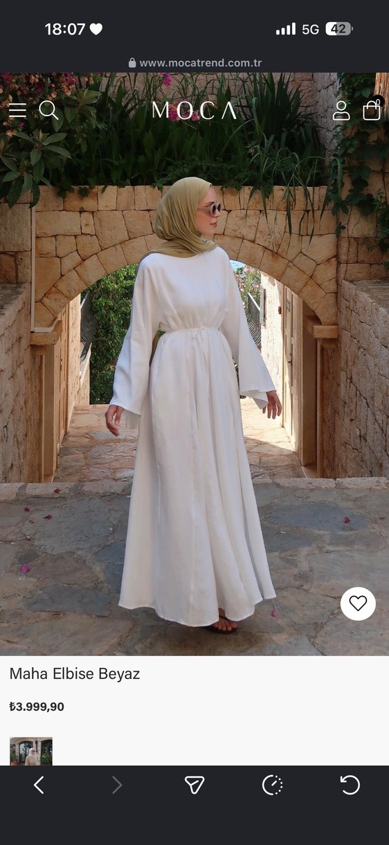 Moca Trend Maha Beyaz Tesettür Elbise — görsel 5/8