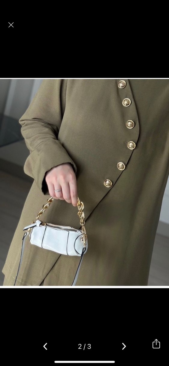 Düğmeli Kısa Kesim Haki Kadın Takım - Görsel 2