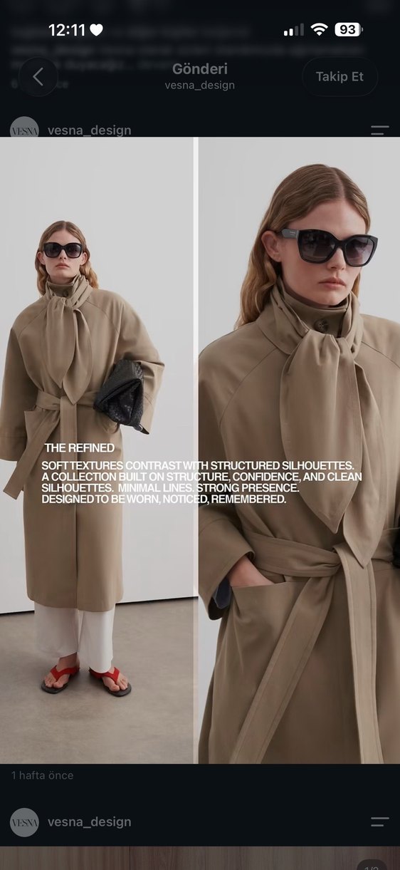 Vesna desing trençkot şal detaylı etiketli — görsel 2/8
