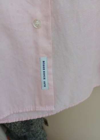 xl Beden pembe Renk Pembe Keten Uzun Kollu Erkek Gömlek