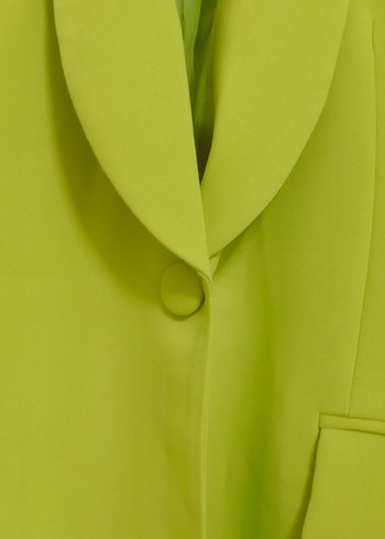 xxl Beden yeşil Renk Sarı Kadın Midi Blazer Ceket