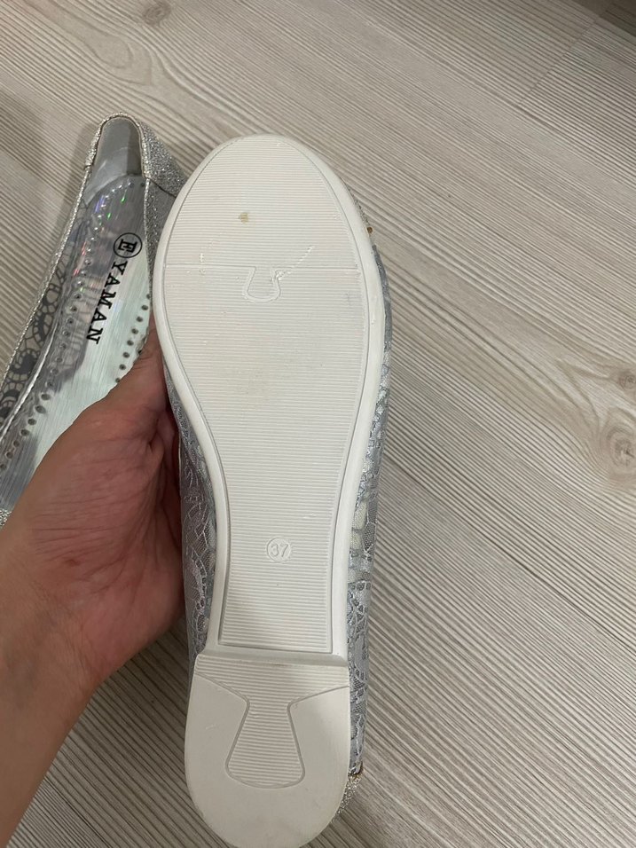 Gri Yılan Desenli Simli Kız Babet - Görsel 2