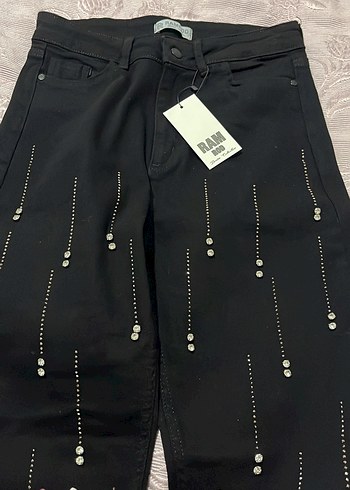 Diğer Siyah Kadın Payetli Regular Fit Denim Pantolon