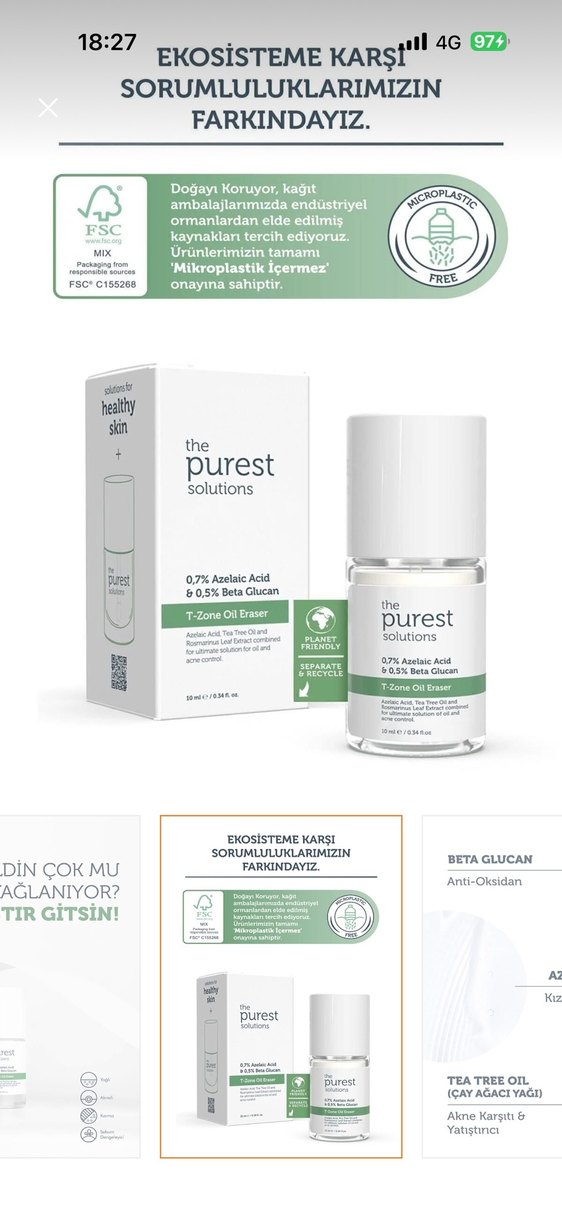 The purest matlaştırıcı sivilce önleyici bakım maskesi T-zone - Görsel 2