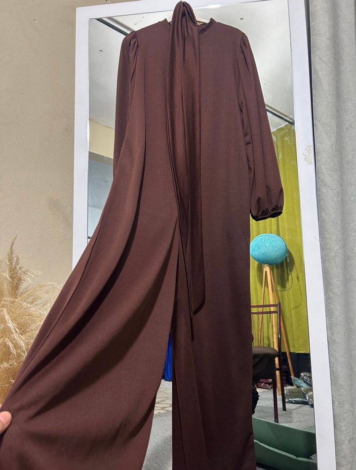 Kemerli Uzun Kollu Kahverengi Tulum 42 xl - Görsel 5