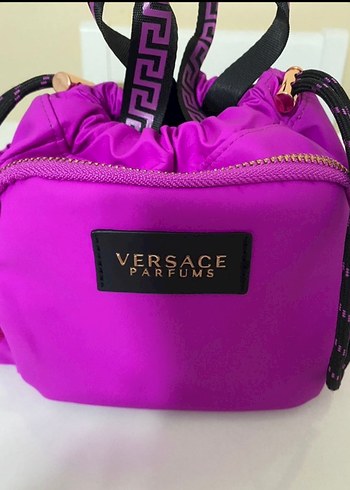Versace Mor Fermuarlı Kadın Çantası krem +duş jeli - Görsel 9