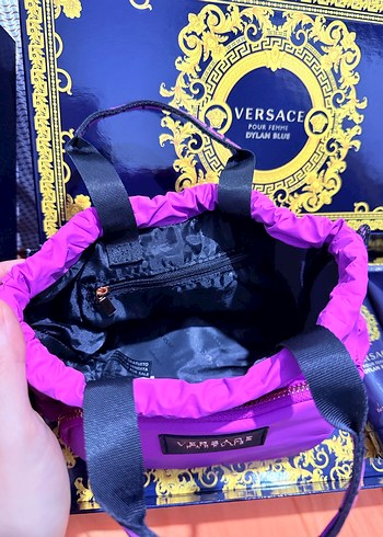 Versace Mor Fermuarlı Kadın Çantası krem +duş jeli - Görsel 4