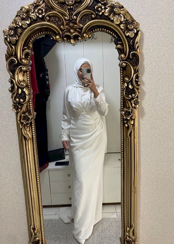 Tesettür beyaz nikah elbisesi - Görsel 2