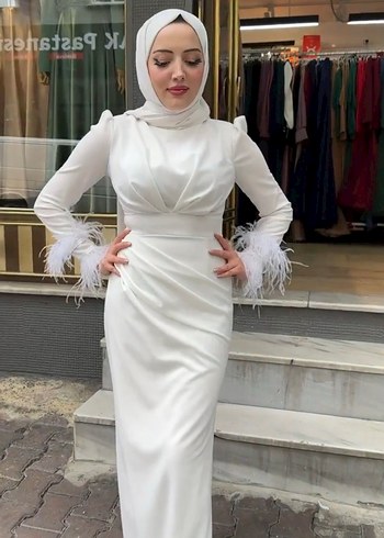 Tesettür beyaz nikah elbisesi - Görsel 6