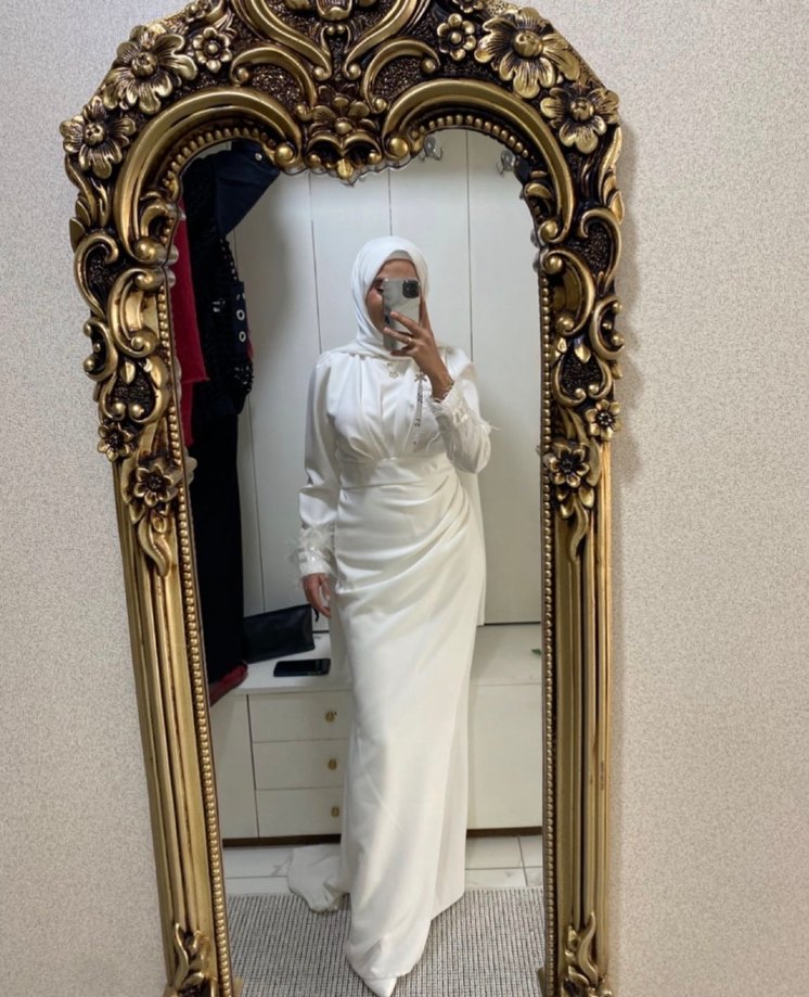 Tesettür beyaz nikah elbisesi - Görsel 2