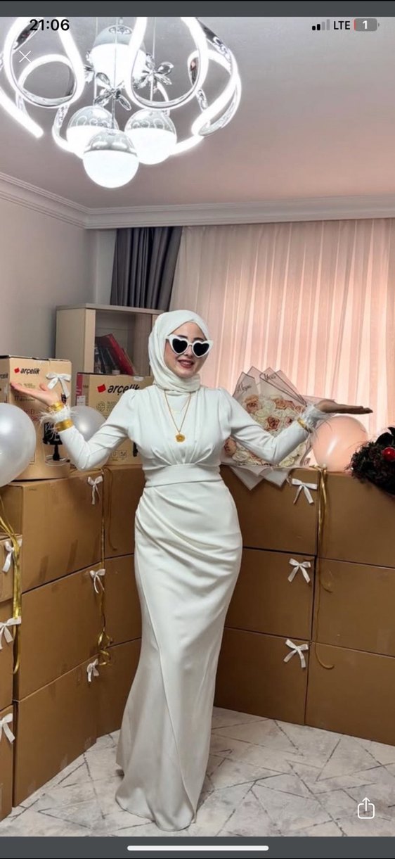 Tesettür beyaz nikah elbisesi - Görsel 4