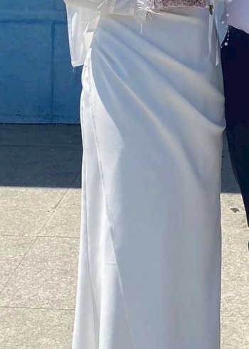 Beyaz tesettür nikah elbisesi abiye - Görsel 5