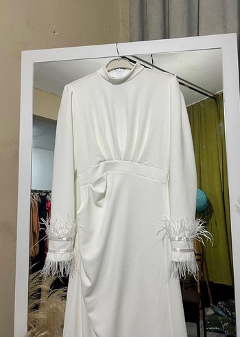 Beyaz tesettür nikah elbisesi abiye - Görsel 12