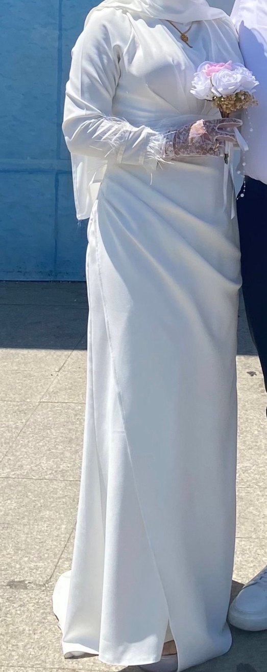 Beyaz tesettür nikah elbisesi abiye - Görsel 5