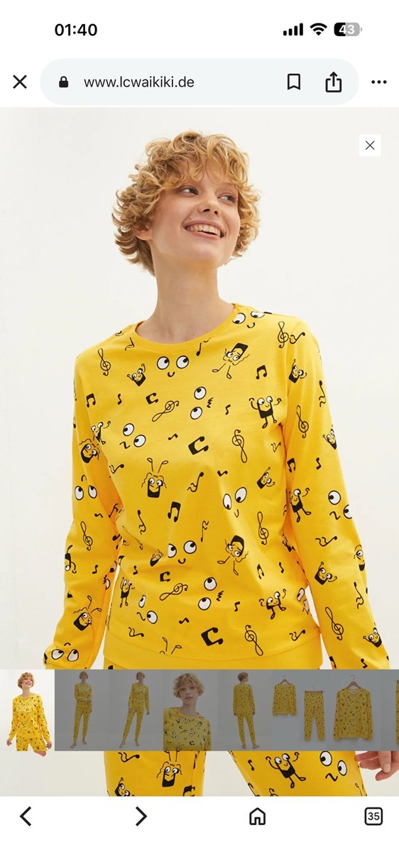 Sarı Pop  Pijama Takımı Penti LCW Suwen dagi - Görsel 3