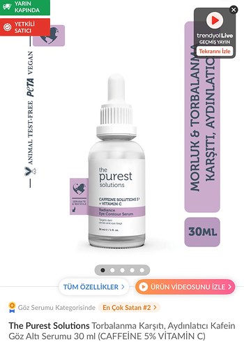The Purest Solutions Kafeinli Göz Altı Serumu 30 ml