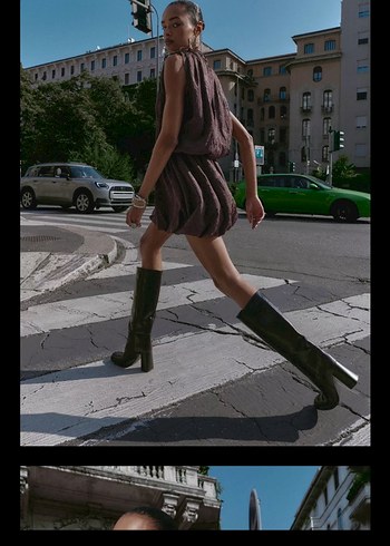 Zara Kahverengi Mini Elbise - Görsel 3