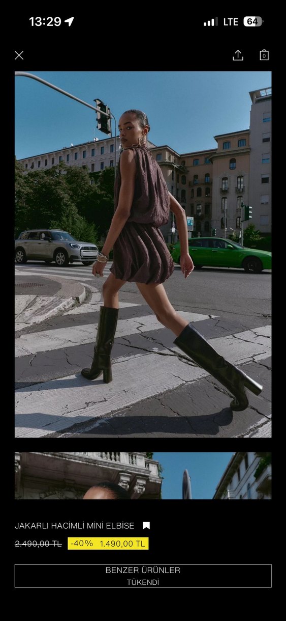 Zara Kahverengi Mini Elbise - Görsel 3