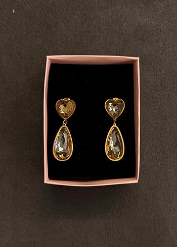 Altın Renkli Çelik Taşlı Küpe - Görsel 2