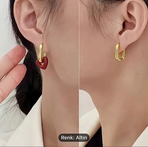  Beden altın Renk Kalpli gold çelik küpe