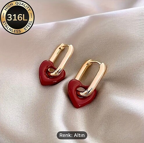Kalpli gold çelik küpe