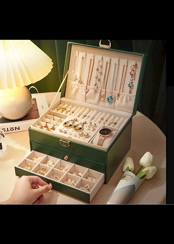 Ikea Altın Detaylı Koyu Makyaj Organizeri