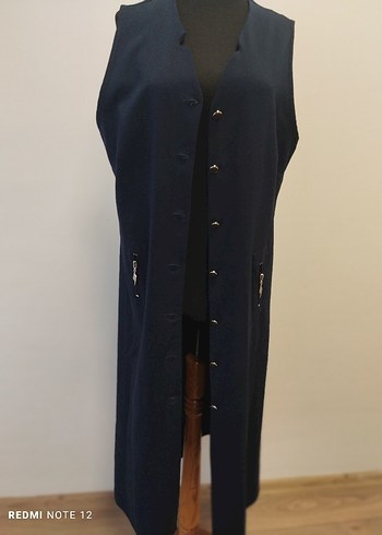 Lacivert Düğmeli Uzun Kadın Yelek - Görsel 10