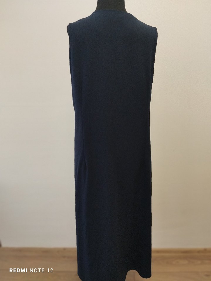 Lacivert Düğmeli Uzun Kadın Yelek - Görsel 4