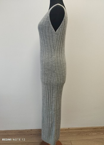 Gri Uzun Örgü Kadın Kazak-Jile Elbise - Görsel 16