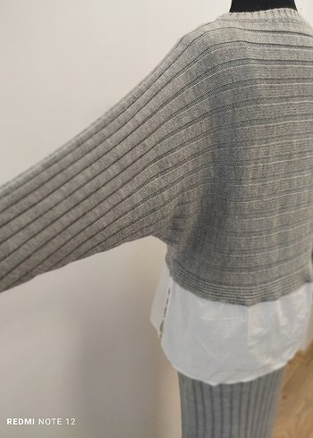 Gri Uzun Örgü Kadın Kazak-Jile Elbise - Görsel 6