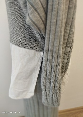 Gri Uzun Örgü Kadın Kazak-Jile Elbise - Görsel 4