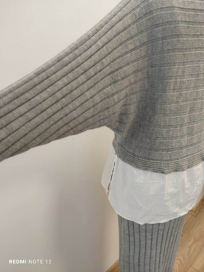 Gri Uzun Örgü Kadın Kazak-Jile Elbise - Görsel 5