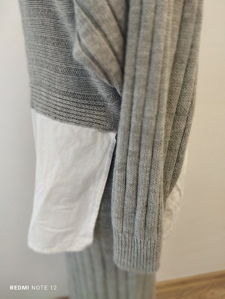 Gri Uzun Örgü Kadın Kazak-Jile Elbise - Görsel 4