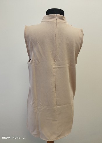 MELİKE TARTAR Bej Yüksek Yakalı Kolsuz Tunik - Görsel 2