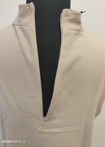 MELİKE TARTAR Bej Yüksek Yakalı Kolsuz Tunik - Görsel 7