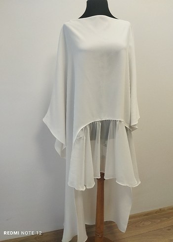 Zara Beyaz Uzun Kollu Salaş Kadın Tunik - Görsel 2