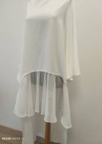 Zara Beyaz Uzun Kollu Salaş Kadın Tunik - Görsel 12