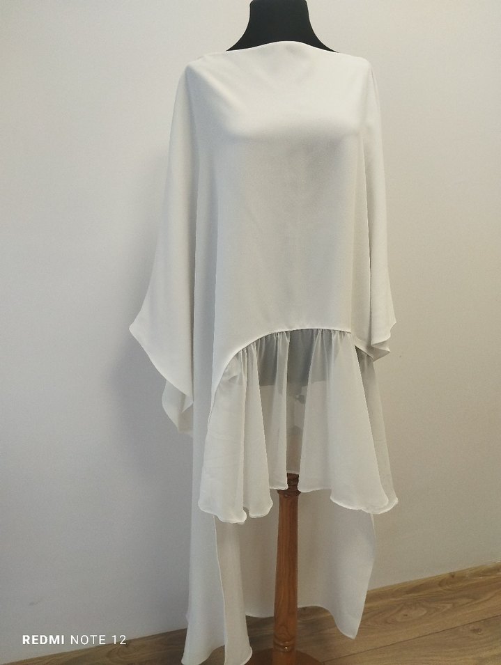 Zara Beyaz Uzun Kollu Salaş Kadın Tunik - Görsel 2