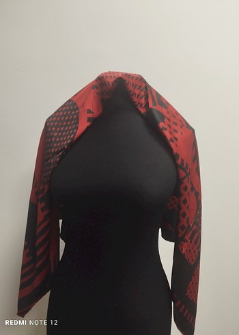 ŞHANELL MARKA Kırmızı Siyah Kadın Eşarp - Görsel 6