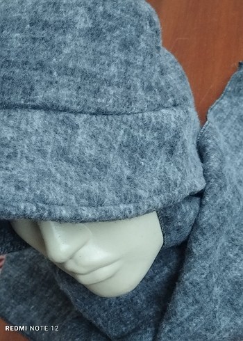 AİŞE TESETTÜR Antrasit Atkılı Bucket Şapka - Görsel 5