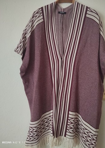 Bordo V Yaka Salaş Kadın Panço - Görsel 9